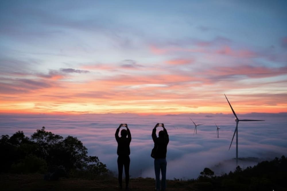Săn mây cùng cánh đồng điện gió